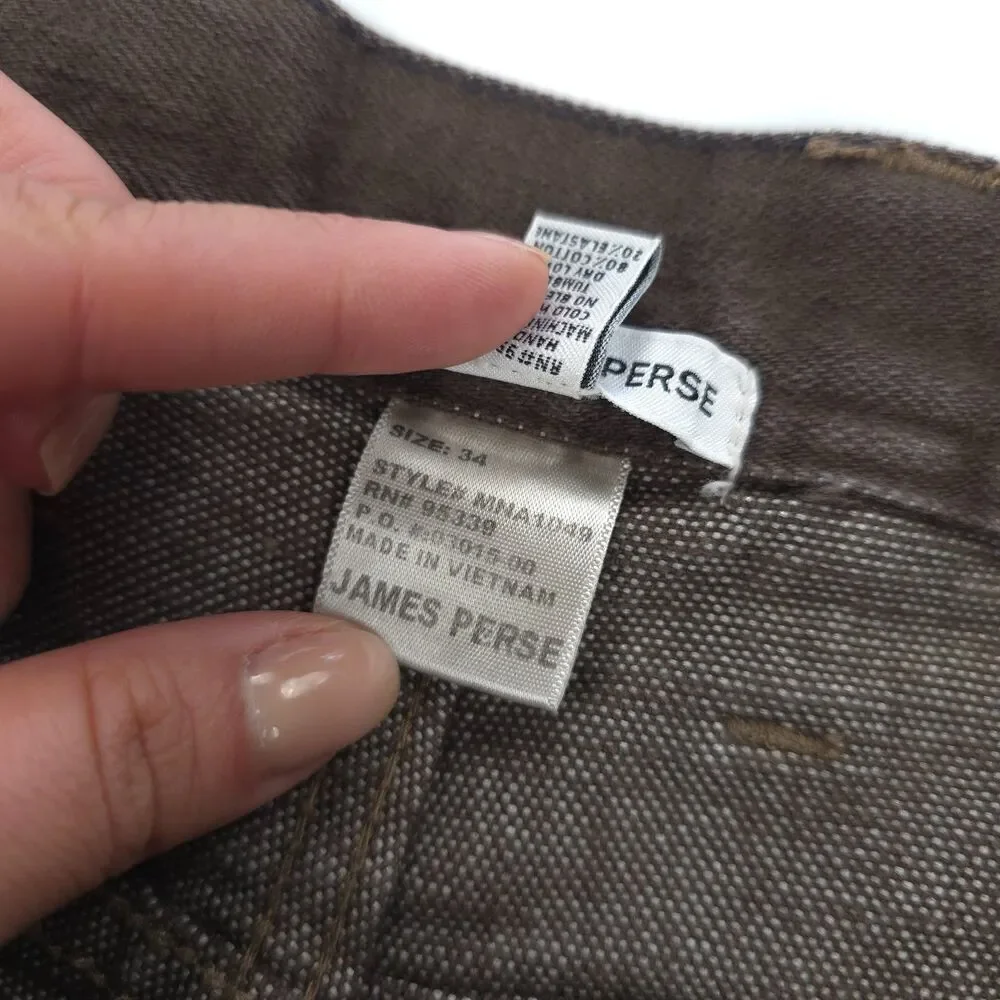 NEW James Perse Garment Dyed Comfort Stretch Straight Jeans Brown Denim 34x30